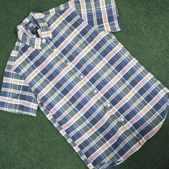 J. Crew | Mens Slim Small Oxford Cloth Short Sleeve Button Down Plaid Shirt - Picture 3 of 16